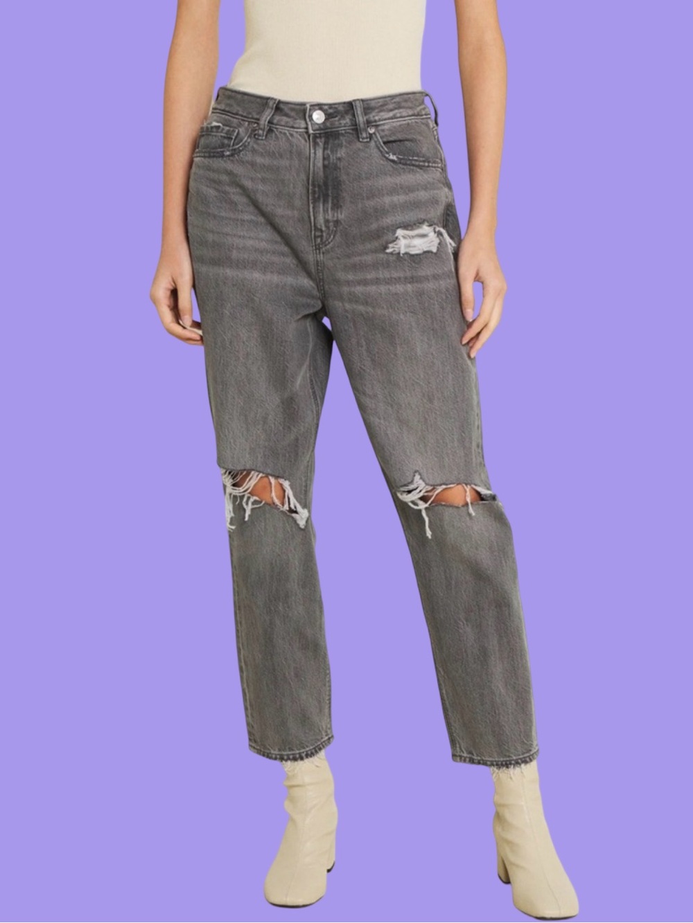 4/30$ Hidden Tracey straight leg distressed washed gray jeans | Hidden